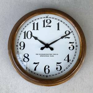 ヴィンテージ アンティーク ウォールクロック 壁掛け時計 / インダストリアル ウッド 木製 ブラウン 茶色 店舗什器 アメリカ USA