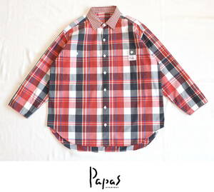 PAPAS（パパス）切り替えチャック・パジャマシャツ sizeS 　made in japan 日本製