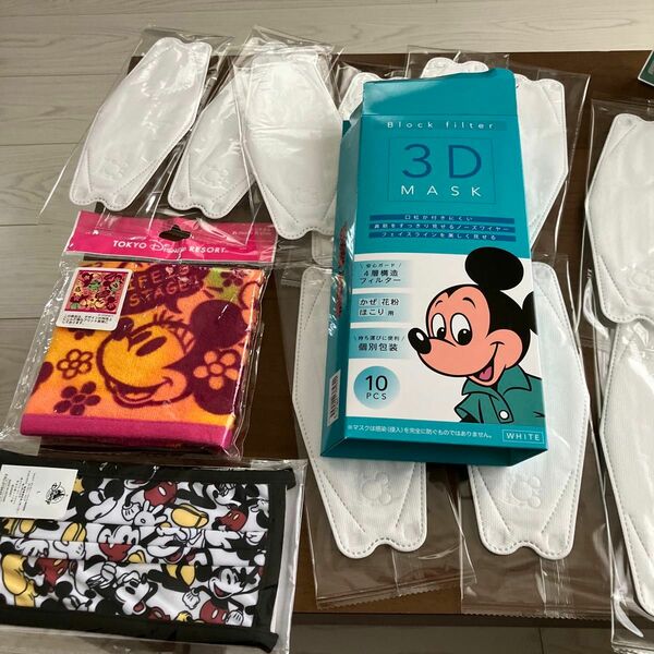 新品未使用ミニーマウス東京ディズニーランド購入ミニタオルTDLミッキーマウスLサイズのマスク福袋ディズニーストア3dマスク10枚入