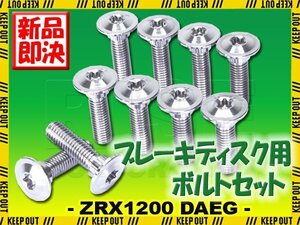 メール便OK！チタンボルト カワサキ ZRX1200 DAEG専用 ブレーキディスクボルト フロント用 10本セット M8×30 P1.25 シルバー