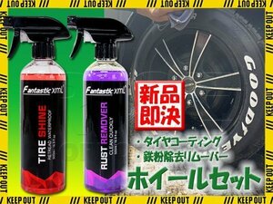 ホイール 2点セット タイヤコーティング 鉄粉除去リムーバー 艶 光沢 劣化防止 ブレーキダスト落とし 整備 保護 プロ仕様 洗車用品 車