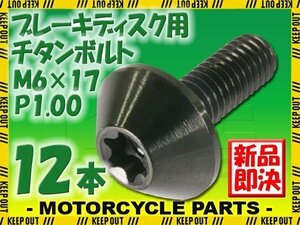 メール便OK！M6×17 P1.00 チタンボルト ブレーキディスクボルト 12本セット 6mm 17mm ピッチ1.0 ホンダ VFR750 VFR800 VTR1000F TR1000