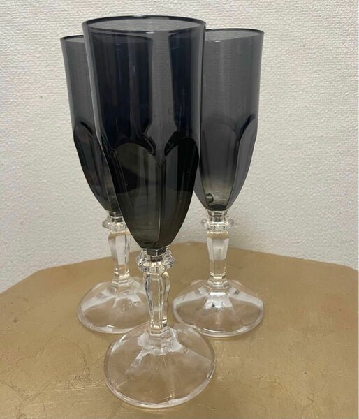 激安　完売　レア　フランフラン　クリアグラス3個セット　シャンパングラス　プラスチック　 シャンパングラス ワイングラス