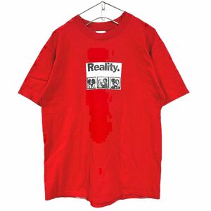 90s 希少 古着 "anvil" バータグ Reality プリント Tシャツ