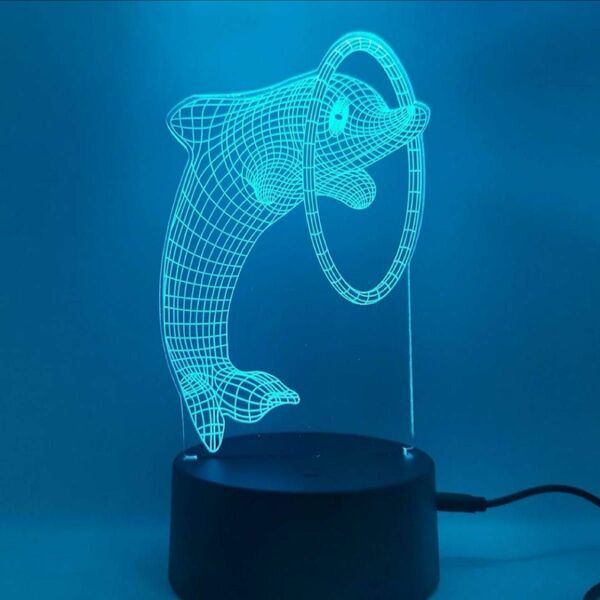 3Dランプイリュージョン- 3D LED 親子 イルカ 7色 タイマー付き