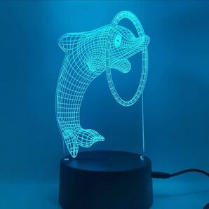 3Dランプイリュージョン- 3D LED 親子 イルカ 7色 タイマー付き