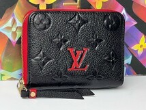 【確実正規品】良品！Louis Vuittonルイヴィトン　アンプラント　 ジッピーコインパース　カード入付き小銭入れ　ブラック×レッド系_画像1