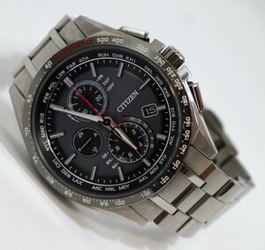 USED品・保管品 CITIZEN シチズン アテッサ エコドライブ 電波ソーラー H804-T022855 AT8144-51E クロノグラフ 本体のみ