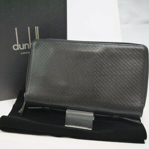 USED品・保管品 dunhill ダンヒル L2J214A ダブルジップ オーガナイザー ラウンドファスナー長財布 ブラック レザー メンズ 外箱/Gカード付