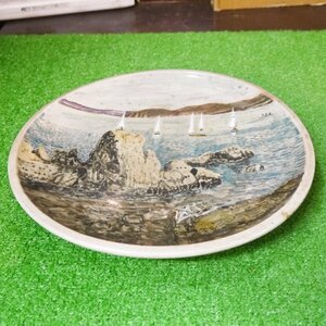 USED品・長期保管品 詳細不明 銘入り 大皿 飾り皿 飾皿 絵皿 陶器 直径約31.5cm 本体のみ 現状品