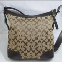 USED品・保管品 COACH コーチ 6346 ショルダーバッグ シグネチャー キャンバス レザー ブラウン系 保存袋付き ダメージあり_画像2