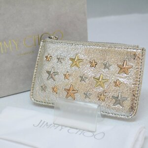 定形外送料無料 USED品・保管品 JIMMY CHOO ジミーチュウ NANCY ナンシー スタッズ キーフック付きコインケース シルバー 外箱/保存袋付き