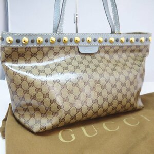 USED品・保管品 GUCCI グッチ 207291 GGクリスタル トートバッグ ショルダーバッグ スタッズ ブラウン系 レディース 保存袋付き