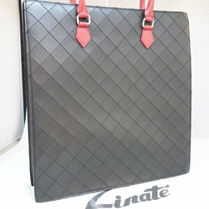 USED品・保管品 Linate リナーテ トートバッグ ハンドバッグ レザー ブラック 黒 シルバー金具 保存袋付き 現状品