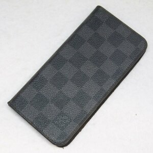 定形外送料無料 ジャンク品・保管品 Louis Vuitton ルイヴィトン N63352 フォリオ ダミエ・グラフィット iPhone8+用カバー イニシャル入り