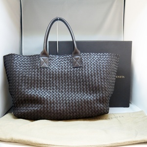 USED良品・保管品 BOTTEGA VENETA ボッテガヴェネタ イントレチャート カバGM トートバッグ ハンドバッグ 113129 V9131 ブラウン系 外箱付