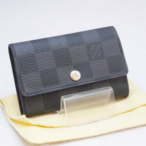 USED美品・保管品 Louis Vuitton ルイヴィトン N62662 ミュルティクレ6 ダミエ グラフィット CT0166 シルバー金具 キーケース 保存袋付き