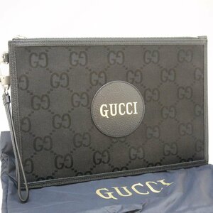 USED品・保管品 GUCCI グッチ 625598 オフザグリッド GG柄 クラッチバッグ セカンドバッグ ブラック メンズ 保存袋付き 現状品