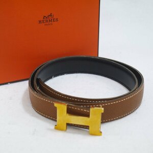 ★美品 USED品・保管品 HERMES エルメス コンスタンス Hバックル ベルト レザー サイズ70 ブラウン系 ゴールド金具 〇Z刻印 外箱付き