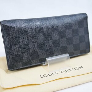 USED品・保管品 Louis Vuitton ルイヴィトン N62665 ポルトフォイユ・ブラザ 二つ折り長財布 ダミエ グラフィット TA3165 保存袋付き