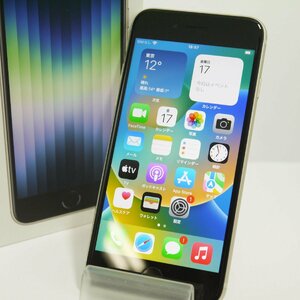 USED品・保管品 ソフトバンク apple アップル iPhoneSE 第3世代 64GB スターライト MMYD3J/A スマホ 利用制限○ 白ロム 外箱付