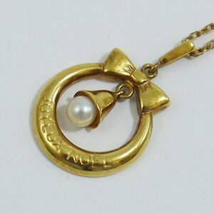 ★USED品 MIKIMOTO【ミキモト K18 ペンダント トップデザイン:貝 リボン スイングパール 約 5.1g】