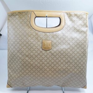 USED品・保管品 CELINE セリーヌ ハンドバッグ マカダム柄 ポーチ付き PVC レザー ベージュ系 ダメージ多 レディースバッグ クラッチバッグ