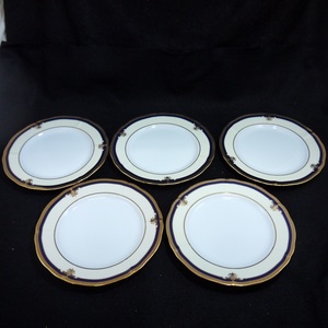 USED品・裸保管品 5枚セット HEXAGON Royal Collection Fine China YS-9422 プレート 皿 食器 ヘキサゴン ロイヤルコレクション 径19.2cm