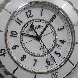 送料無料 USED美品・保管品 CHANEL シャネル J12 クオーツ 腕時計 3針 デイト H0968 ホワイト セラミック レディース ケース/箱付 動作品の画像3