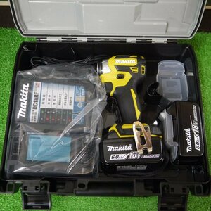 ★未使用 makita【マキタ TD173DGXFY イエロー 18V 充電式インパクトドライバ 充電器 DC18RF付き , バッテリー BL1860B 2ヶ付属】