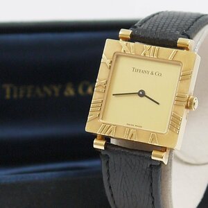 ★USED品 TIFFANY&Co.【ティファニー L3630 アトラス スクエア クォーツ腕時計 K18 YG レディース】