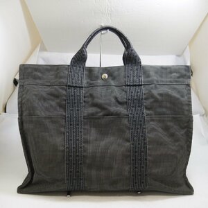 USED品・保管品 HERMES エルメス エールバッグMM エールライン トートバッグ キャンバス グレー系 ハンドバッグ 現状品