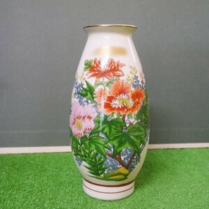 USED品・保管品 九谷陶寿 花瓶 花器 花絵 フラワーベース 現状品 ①