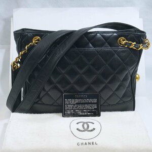 USED品・保管品 CHANEL シャネル マトラッセ チェーン ショルダーバッグ ラムスキン ブラック ゴールド金具 ギャラ/保存袋付 ダメージあり