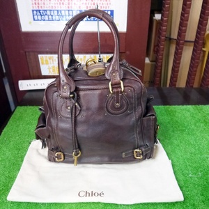 USED品 保管品 Chloe クロエ パディントン ハンドバッグ ショルダーバッグ レザー 鍵 キー ブラウン 保存用袋付き