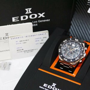 訳有品・保管品 EDOX エドックス 1006-3N-NIN-B クラスワン ビッグデイト クロノグラフ クオーツ 腕時計 ケース/箱付き