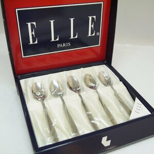 USED品・保管品 ELLE PARIS エル パリ カフェスプーン 5本セット 18-10 ティースプーン 洋食器 外箱付き 現状品