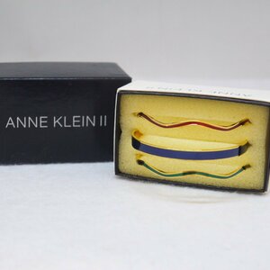 USED品・保管品 ANNE KLEIN Ⅱ アンクライン バングル 3本セット ブレスレット ゴールド系ほか 総重量約26.4g 外箱付き 現状品