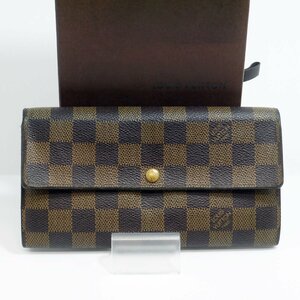 USED品・保管品 Louis Vuitton ルイヴィトン N61734 ポルトフォイユサラ ダミエ エベヌ 2つ折り長財布 CA0076 外箱付