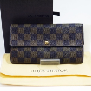 USED品・保管品 Louis Vuitton ルイヴィトン N61734 ポルトフォイユ・サラ ダミエ 2つ折り 長財布 CA2077 カードポケット10枚 保存袋/外箱