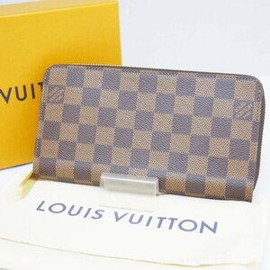 ★美品 USED品 Louis Vuitton ルイヴィトン N60015 ジッピーウォレット ラウンドファスナー長財布 LM3129 ダミエ・エベヌ 外箱/保存袋付き