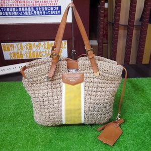 USED goods storage goods Samantha Thavasa Samantha Thavasa tote bag handbag knitting Gold metal fittings 