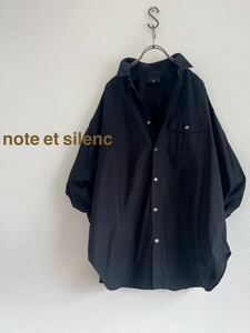 【ネコポス送料230円 2点以上で送料無料】note et silence バルーン袖ブラウス ブラック レディースフリーサイズ