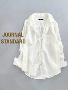 [ cat pohs postage 230 jpy 2 point and more free shipping ]JOURNAL STANDARD Journal Standard linen shirt white lady's 