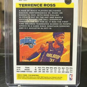 【TERRENCE ROSS】◆75枚限定シリアルカード◆2020-21 PANINI FLUX Orland Magic NBA 1stナンバー!の画像2