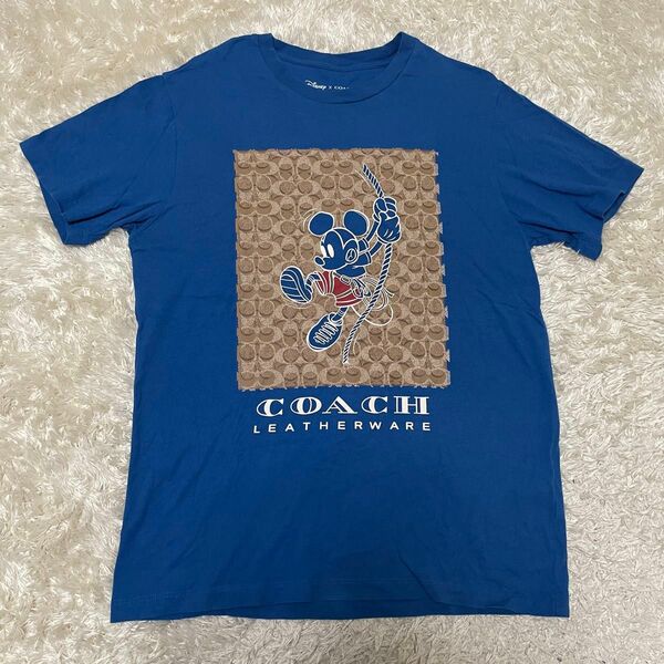 DISNEY COACH コーチ ミッキー シグネチャー　Tシャツ　BLUE S