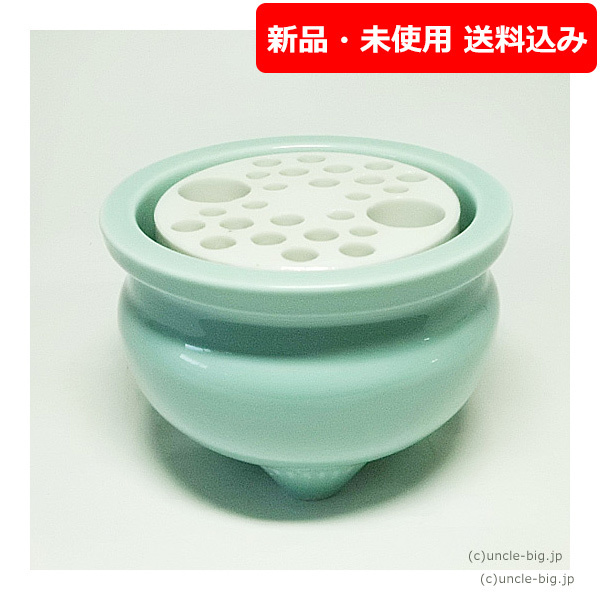 【お掃除簡単】陶器 お墓の蝋燭・線香立て 小サイズ 日本製
