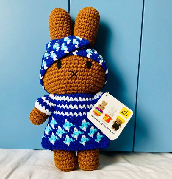 うさぎあみぐるみジャストダッチ【アフロニーナ・バンダナつきブルーホワイト】 ミッフィー友達オランダmiffy