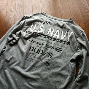 AVIREX アヴィレックス ロングtシャツ バックプリント Lサイズ グレー U.S. navy 24-0501fu09【4点同梱で送料無料】