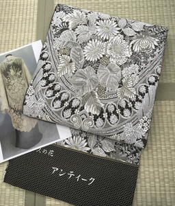 [ reference retail price 89.9 ten thousand jpy ] most new work! Kyoto (metropolitan area) governor . etc. winning. distinguished family machine shop quality product [ race. flower antique ] race embroidery. double-woven obi unused simplified 